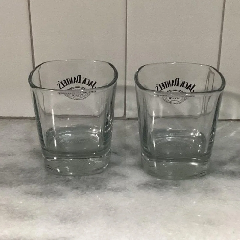 Jack Daniels Old No. 7 Lowball Glasses, Set of 2, Weighted Bottom Emboss Barware